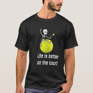 Camiseta Tenis Halloween con esqueleto jugar al tenis T-Shi