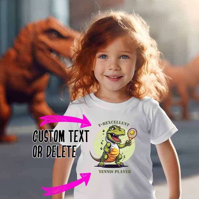 Camiseta Tenis 🦕 T-RExcelente 🎾 (T-rexcellent tennis player t-shirt for all sizes and all ages, custom text)
