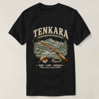 Camiseta Tenkara – Vintage Japonés Fly Fishing Negro