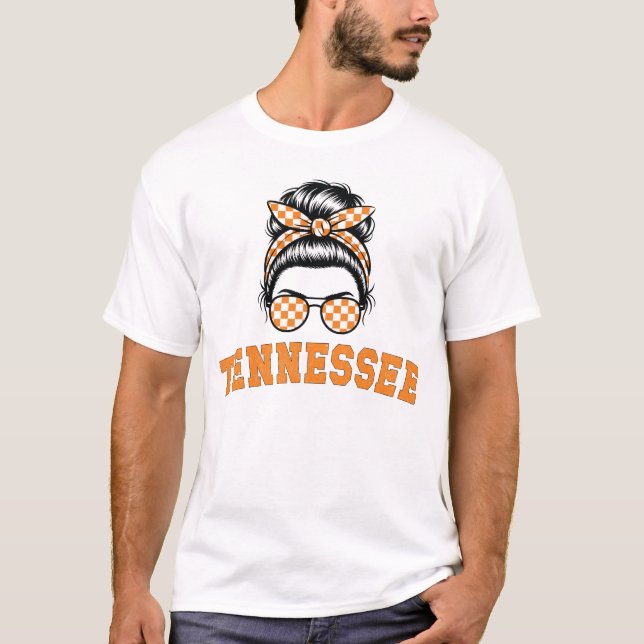 Camiseta Tennessee Retro Messy Bun Gafas de sol Naranja Org (Anverso)