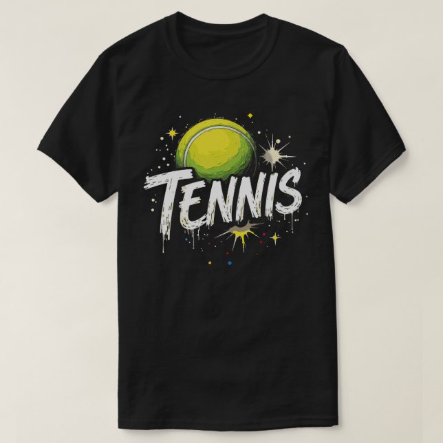 Camiseta tennis ball apparels Colorful Tennis Racket Sport  (Diseño del anverso)