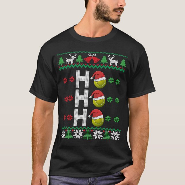 Camiseta Tennis Ball Ho Ho Ho Santa Hat Tenis Feo Christine (Anverso)