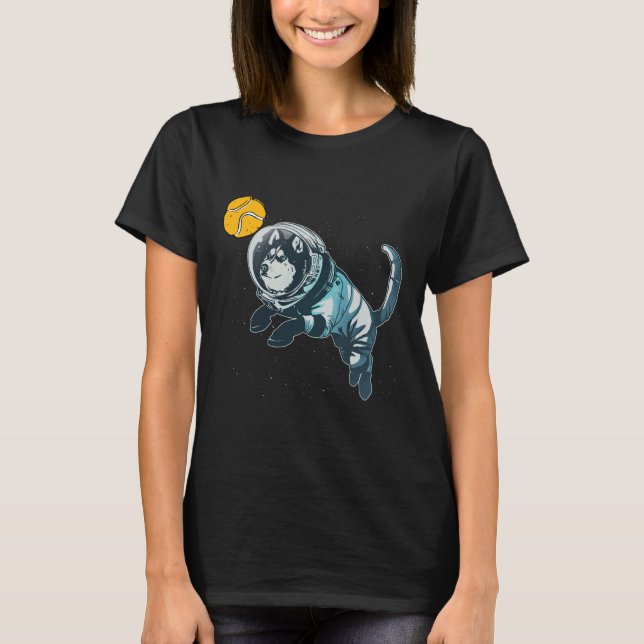 Camiseta Tennis Ball Space Husky Wolf Space Blue Dog Astron (Anverso)