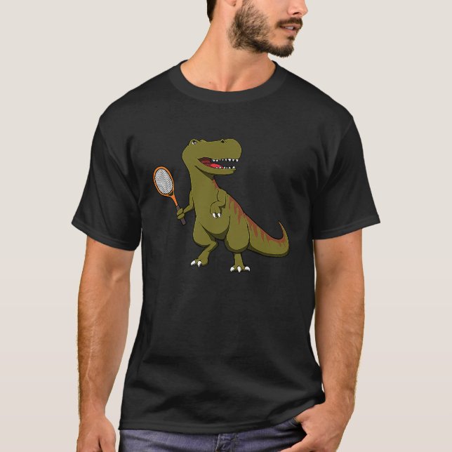 Camiseta Tennis Dinosaur T Rex con Racket Tyrannosaurus Di (Anverso)
