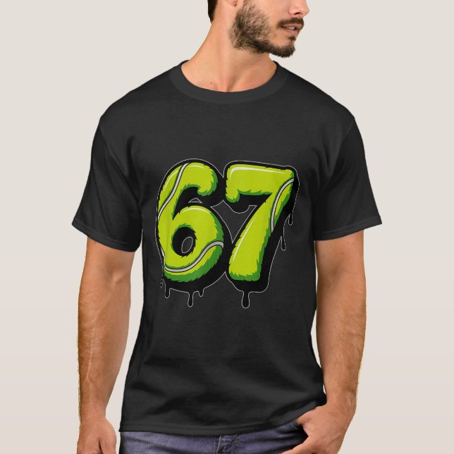 Camiseta Tennis Drip Number 67 Or 67th Birthday Six Seven  (Anverso)