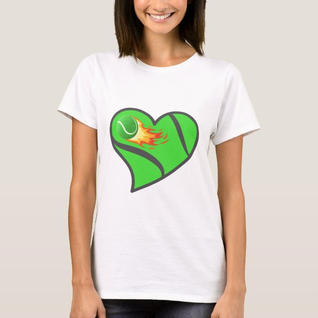 Camiseta Tennis Heart – Flaming Ball Love for the Game (Anverso)