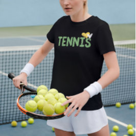 Camiseta Tennis Lover Negrita Texto Verde con Corazones Lin