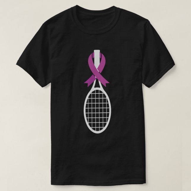 Camiseta Tennis Racket Ribbon Sensibilización sobre el Cánc (Diseño del anverso)