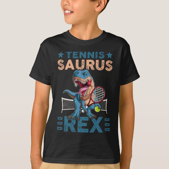 Camiseta Tennis Saurus T-Rex Funny Tennis Game Dinosaurs Lo (Anverso)