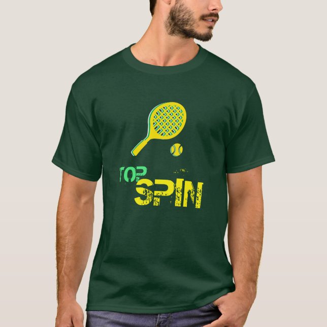 Camiseta Tennis Sport Pop Art, Green & Yellow Racket & Ball (Anverso)