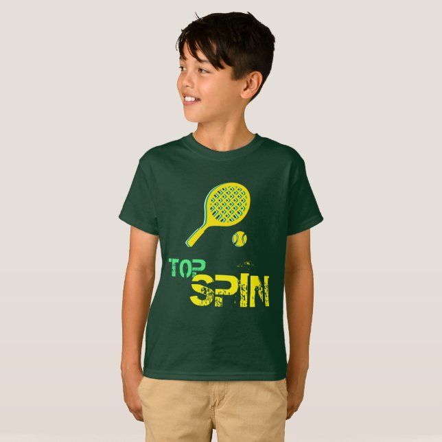 Camiseta Tennis Sport Pop Art, Green & Yellow Racket & Ball (Anverso completo)
