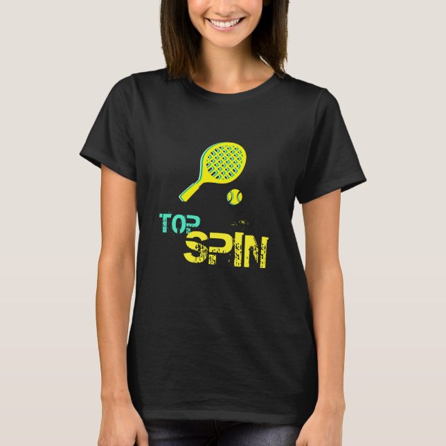 Camiseta Tennis Sport Pop Art, Green & Yellow Racket & Ball (Anverso)