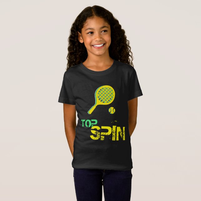 Camiseta Tennis Sport Pop Art, Green & Yellow Racket & Ball (Anverso completo)