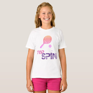 Camiseta Tennis Sport pop Art, raqueta rosa y púrpura y bo