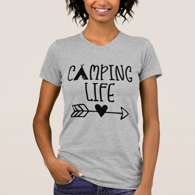 Camiseta Tent Camping Life Arrow Love Heart (Anverso)