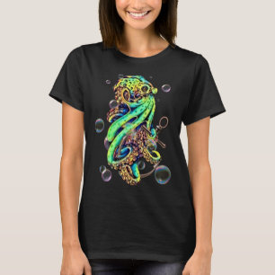 Camiseta Tentáculos coloridos de pulpo y burbujas de ancla