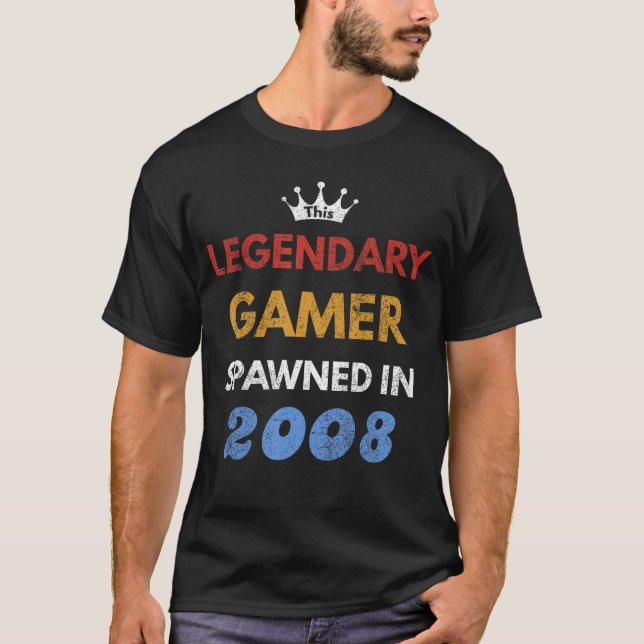Camiseta Tenth Birthday Gaming Gift  Born in 2008 for Gamer (Anverso)