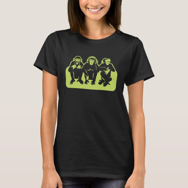 Camiseta Teoría de la Conspiración Tecnológica, Tres Monos  (Anverso)