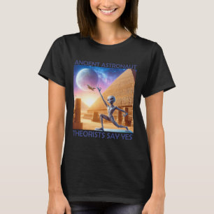 Camiseta Teóricos de los antiguos astronautas del yoga dice