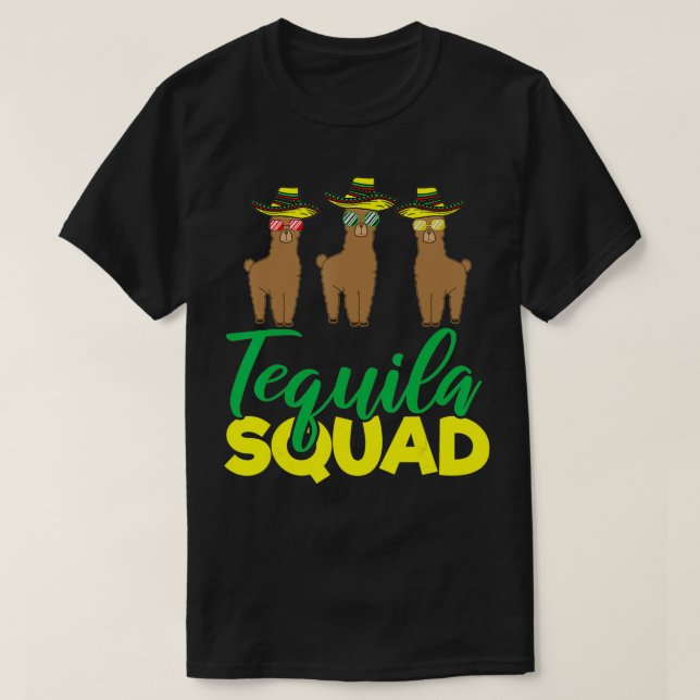 Camiseta Tequila Squad Llama Coincidiendo Cinco De Mayo (Diseño del anverso)
