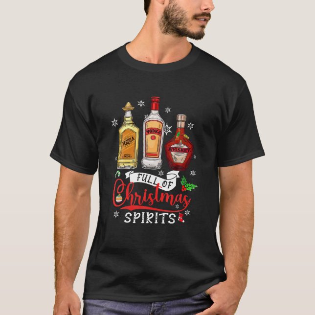 Camiseta Tequila Vodka Whiskey Drinker Lleno De Navidades S (Anverso)