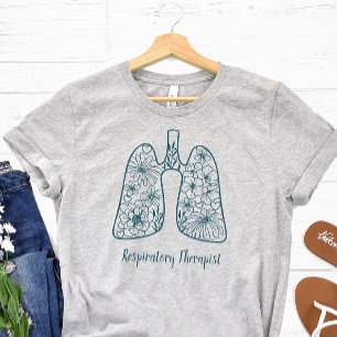 Camiseta Terapeuta Respiratorio Floral Azul