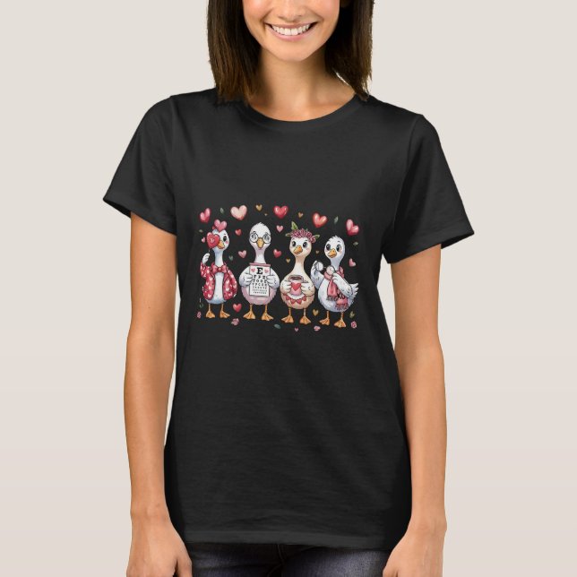 Camiseta Terapeuta visual optométrico Ganso tonto Optico V (Anverso)