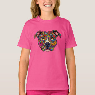 Camiseta Terapia de Color Retrato de Perro Mariposa Pitbull