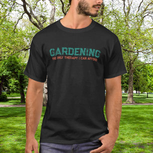 Camiseta Terapia de Jardinería Tipografía Verde Naranja