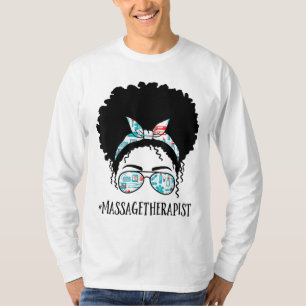 Camiseta Terapia de Masaje Afro Negro Desordenado Bun Ame A