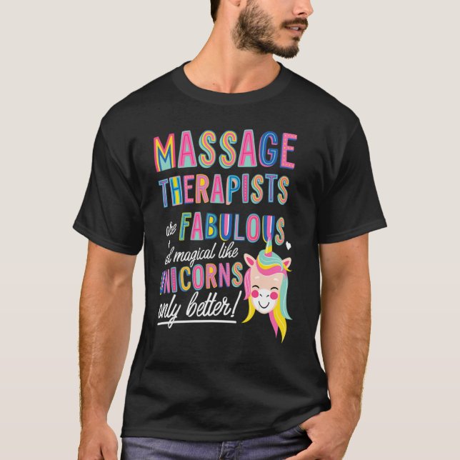 Camiseta Terapia De Masaje Es Como Unicornios Funny Unicorn (Anverso)