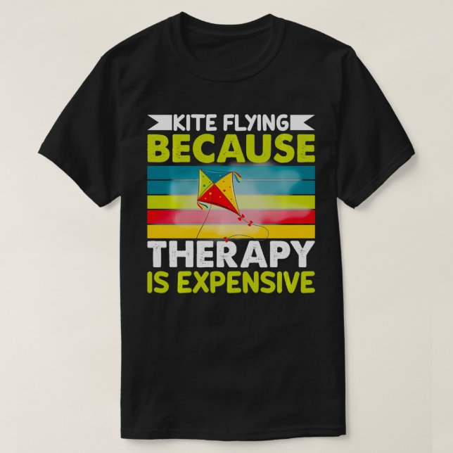 Camiseta Terapia de vuelo de cometas retro Kiteboard Kitesu (Diseño del anverso)