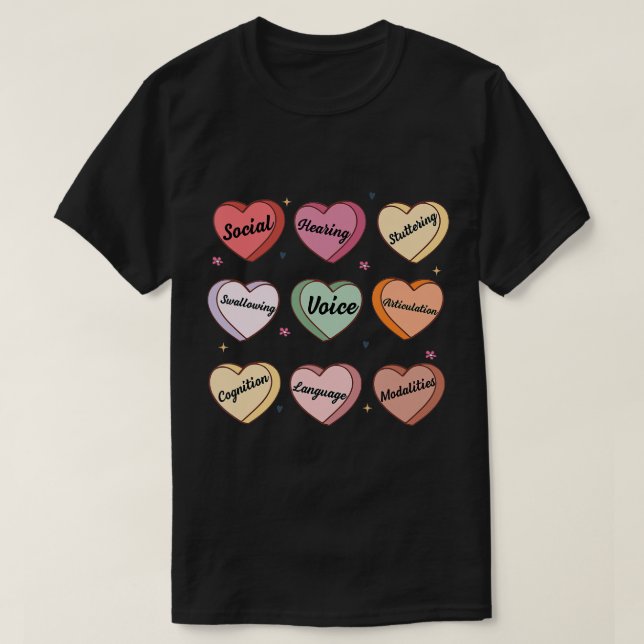 Camiseta Terapia del habla Valentine SLP SLPA Candy Heart C (Diseño del anverso)