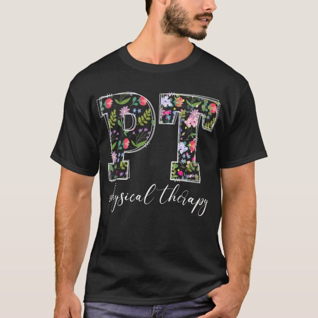 Camiseta Terapia Física Floral Retro TF Máximo Potencial (Anverso)
