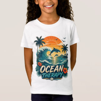 Camiseta Terapia Oceánica | Playa Tropical Retro & Delfín