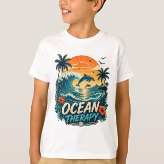 Camiseta Terapia Oceánica | Playa Tropical Retro & Delfín