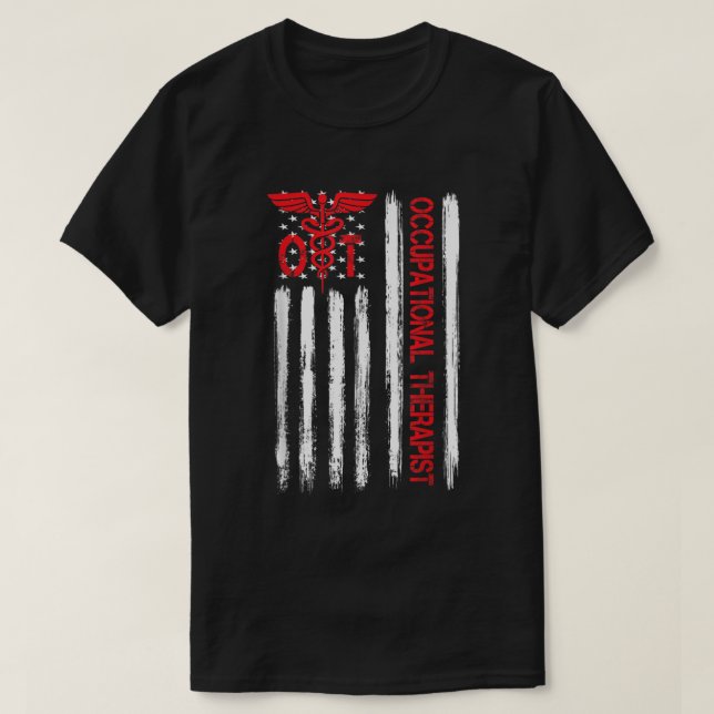 Camiseta Terapia Ocupacional Terapia Bandera Americana Mo (Diseño del anverso)