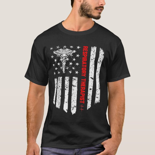Camiseta Terapia respiratoria Bandera Americana Medi Patrió (Anverso)
