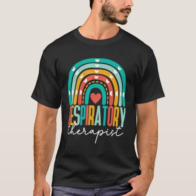 Camiseta Terapia Respiratoria Colorida del Boho Arcoiris RT (Anverso)