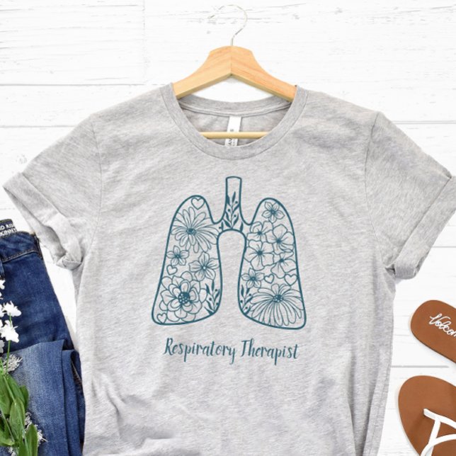 Camiseta Terapia Respiratoria Floral Azul (Respiratory Therapist Tshirt)