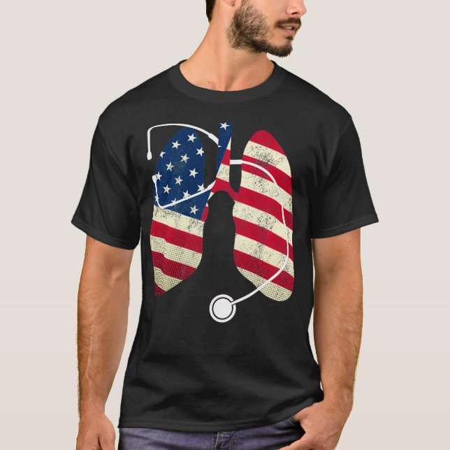 Camiseta Terapia respiratoria Patriótica Bandera Estadounid (Anverso)