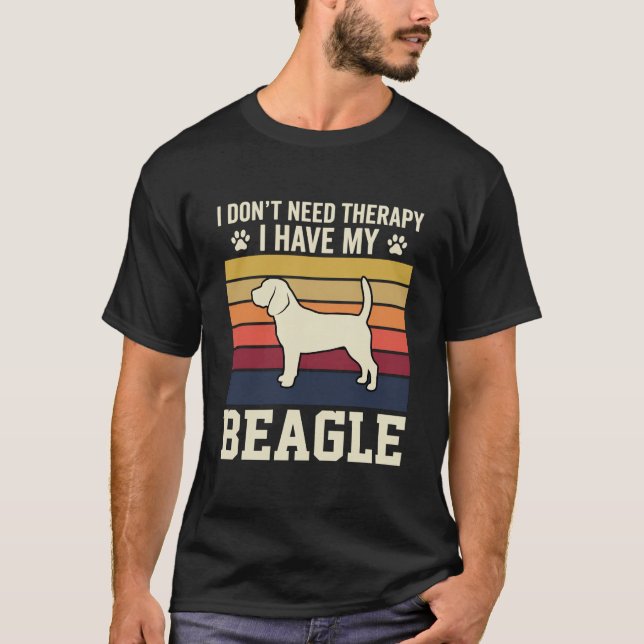 Camiseta Terapia Retro de Perro Beagle Vintage (Anverso)