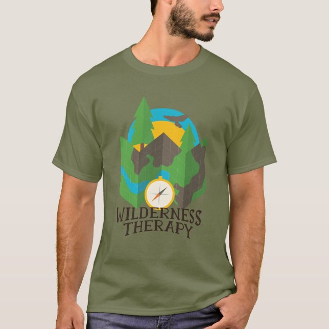 Camiseta Terapia silvestre Montañas Viajes de brújula fores (Anverso)