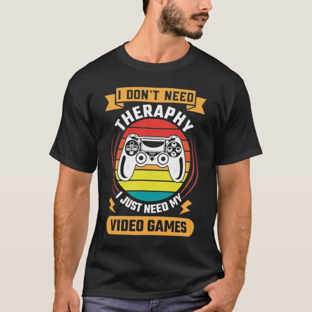 Camiseta Terapia vs Videojuegos, Gracioso Video Gamer, Jueg (Anverso)