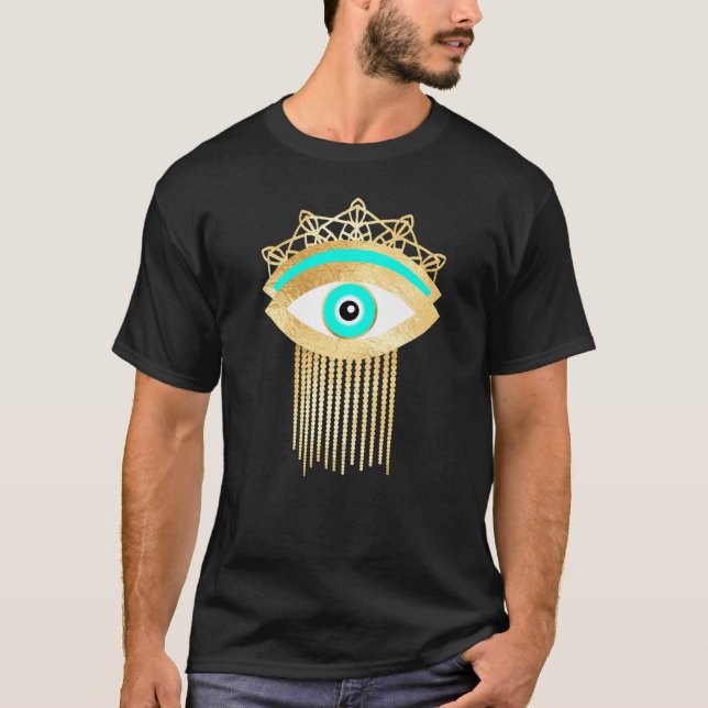 Camiseta Tercer aspecto turquesa y Purpurina de oro (Anverso)