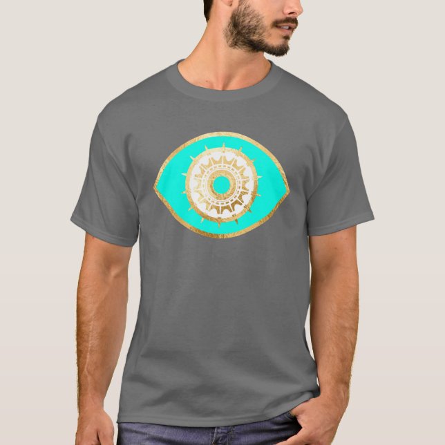 Camiseta Tercer aspecto turquesa y Purpurina de oro (Anverso)