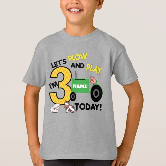 Camiseta Tercer cumpleaños - fiesta de tractores con temáti (Anverso)