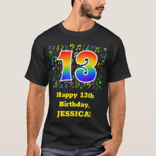 Camiseta Tercer cumpleaños: Símbolos musicales coloridos,