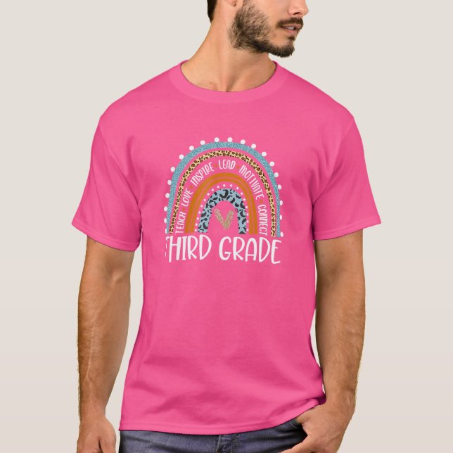 Camiseta Tercer curso de educación infantil arcoiris, equip (Anverso)