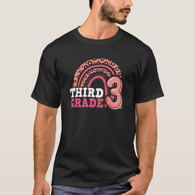 Camiseta Tercer grado Leopard Chicas del arcoiris Maestra d (Anverso)